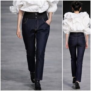 Comme de Garcons Junya Watanabe Crop Jeans Indigo satin pleated waist 36w